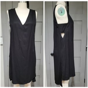Forever21 Black Linen Hi Low A-Line Shift Dress M